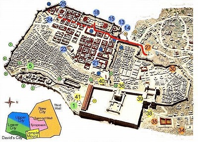エルサレムの地図　十字架への道