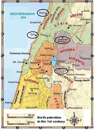 北部パレスティナの地図